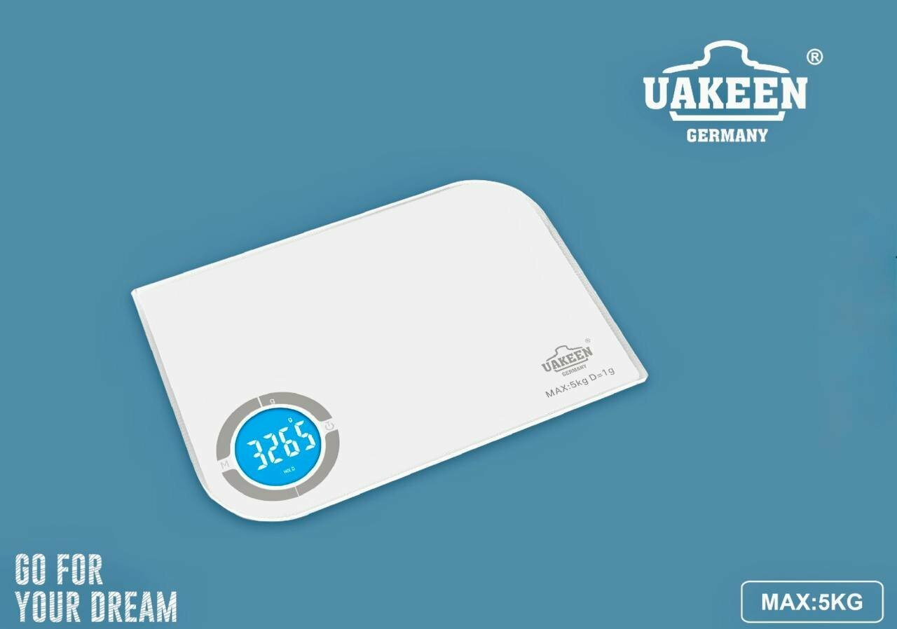Кухонные весы "UAKEEN" ZL-2904, электронные, пластик, белые, 5 кг