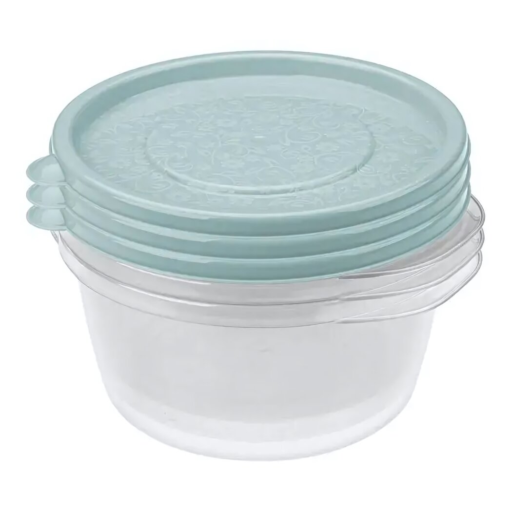 Комплект контейнеров пластиковых 3 шт 0.75 л герметичные крышки декор завитки