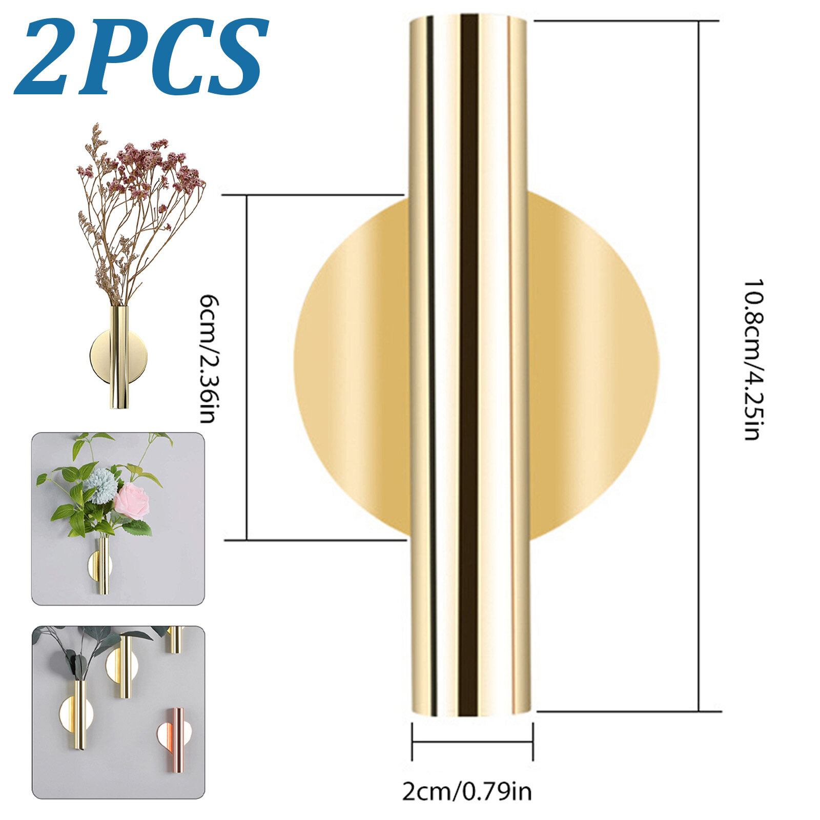 Настенные вазы карманы, 2 шт, золотые