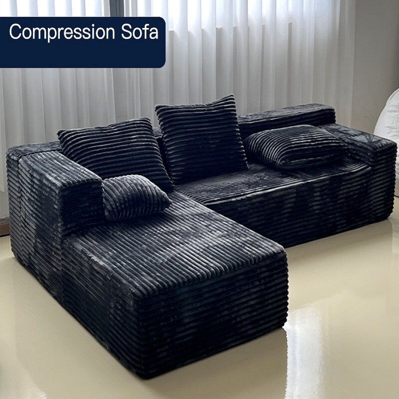 Компактный Модульный Диван Из Цельнонаполненного Поролона В Вакуумной Упаковке, Без Каркаса, С Велюровой Обивкой.