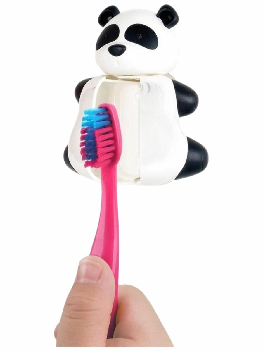 Зубная щетка детская в футляре панда на присоске в ванную, комплект, flipper — фото 1