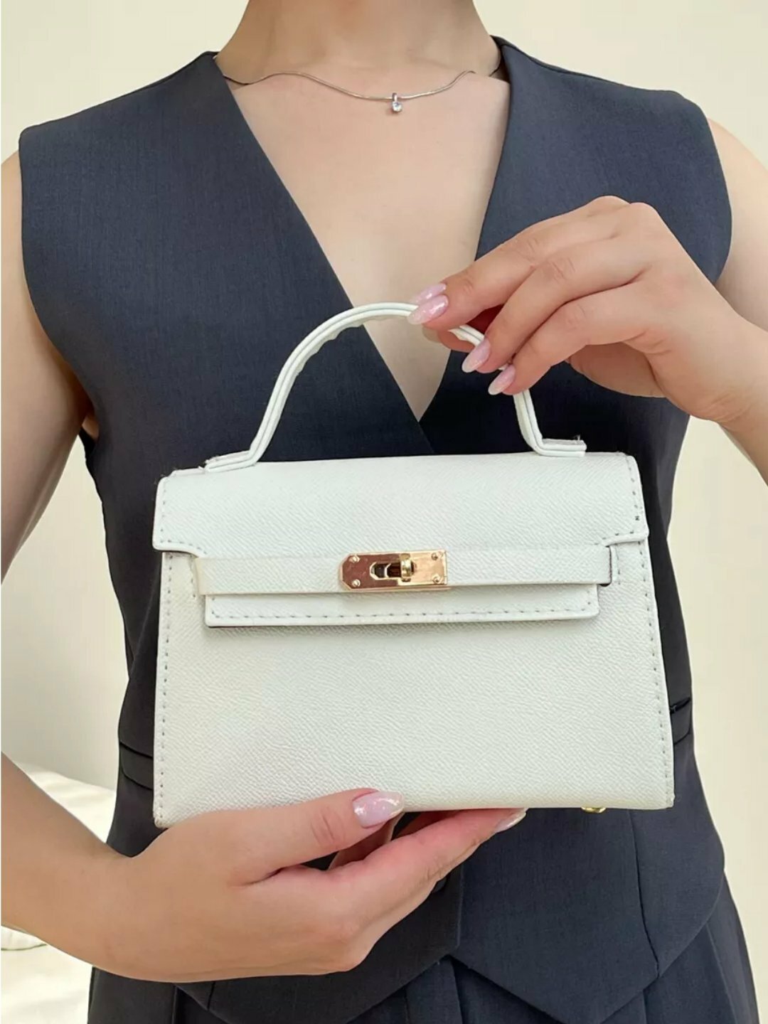 Сумка  Мини-сумка Hermes Kelly Style, белый — фото 1