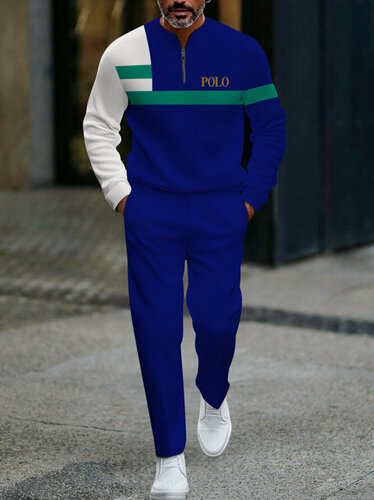 Изображение товара Мужской костюм с полумолнией, повседневный, универсальный, спортивный, осень/зима