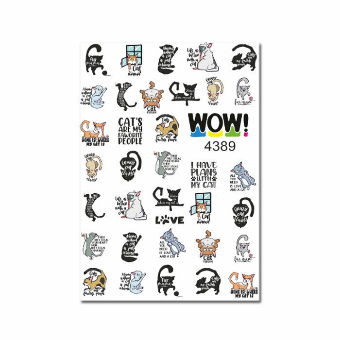 Наклейки для ногтей, слайдеры для маникюра и педикюра Кошки, котики.