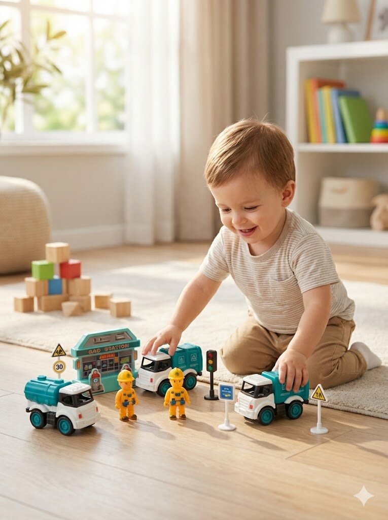 Детский игровой набор санитарной и уборочной техники города, 3+ — фото 1