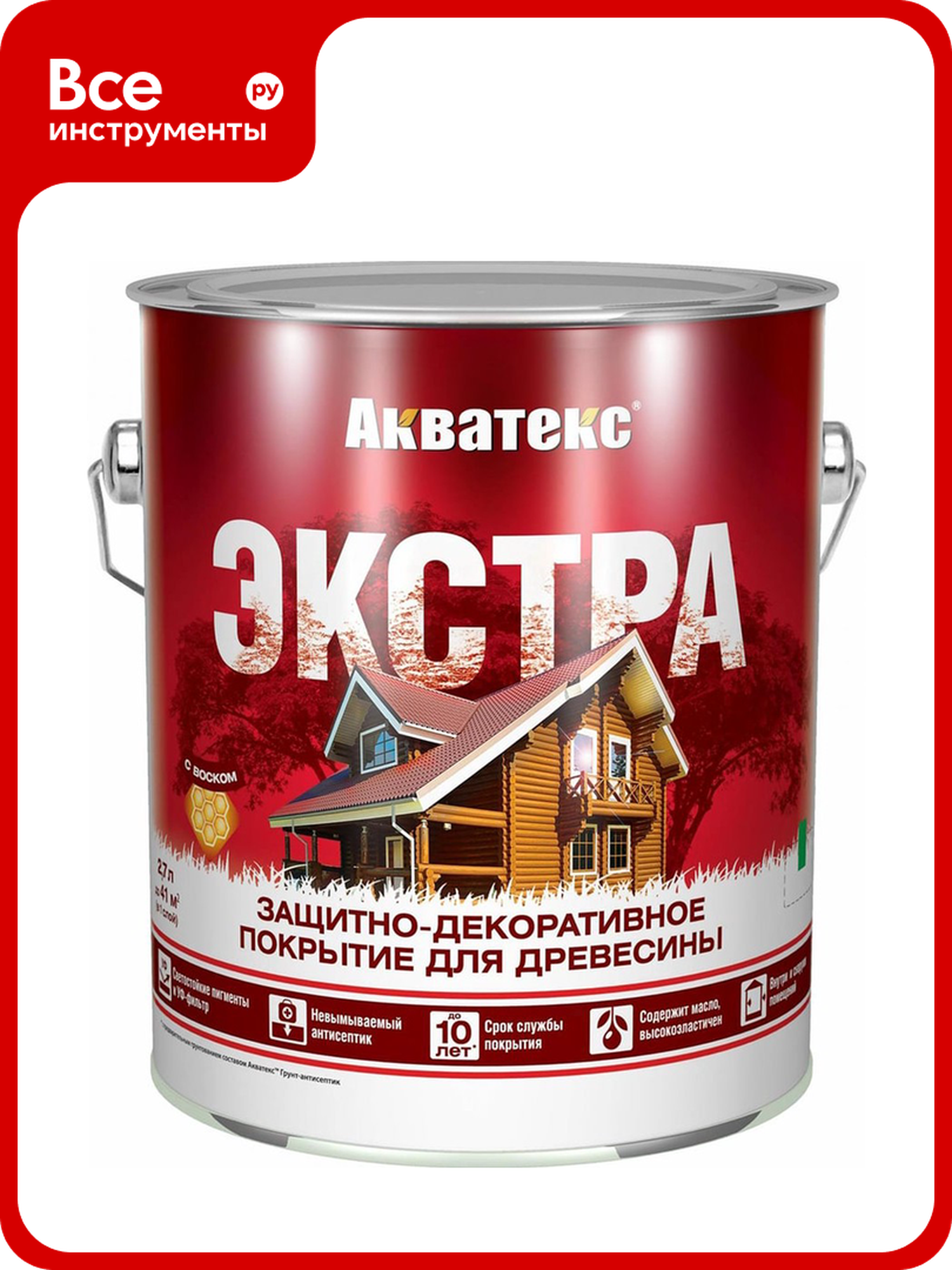 Защитно-декоративное покрытие для дерева акватекс экстра полуглянцевое палисандр 2.7 л 259746