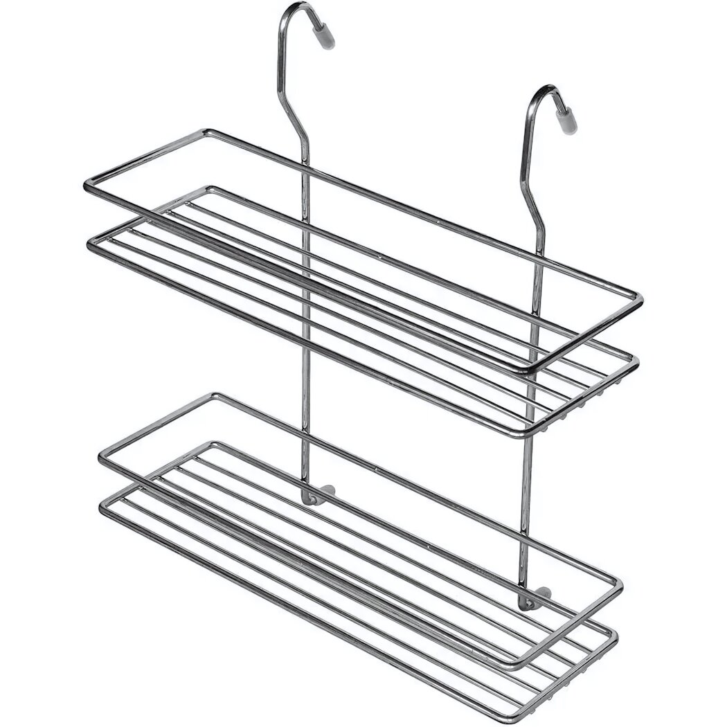 Полка на рейлинг двухъярусная 300х317мм хром зеркальный для специй и кухонных принадлежностей