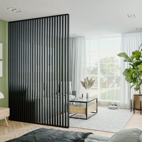 Изображение товара Перегородка для зонирования 1822 мм из реек, 22х60 мм, черные