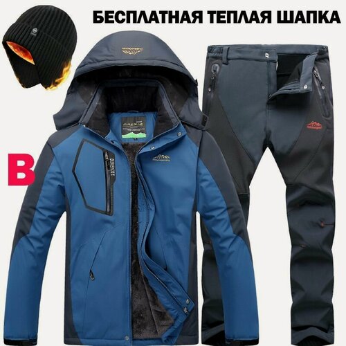 Изображение товара Мужской весенний, осенний и зимний уличный костюм плюс бархатный утолщенный альпинистский костюм / бесплатная теплая шапка