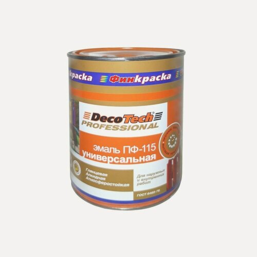 Изображение товара Эмаль DecoTech ПФ-115, серая, глянцевая, быстросохнущая, 0.9 кг