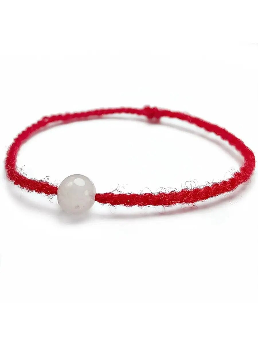 Браслет-нить GrowUp, кварц розовый, размер 35 см, красный — фото 1