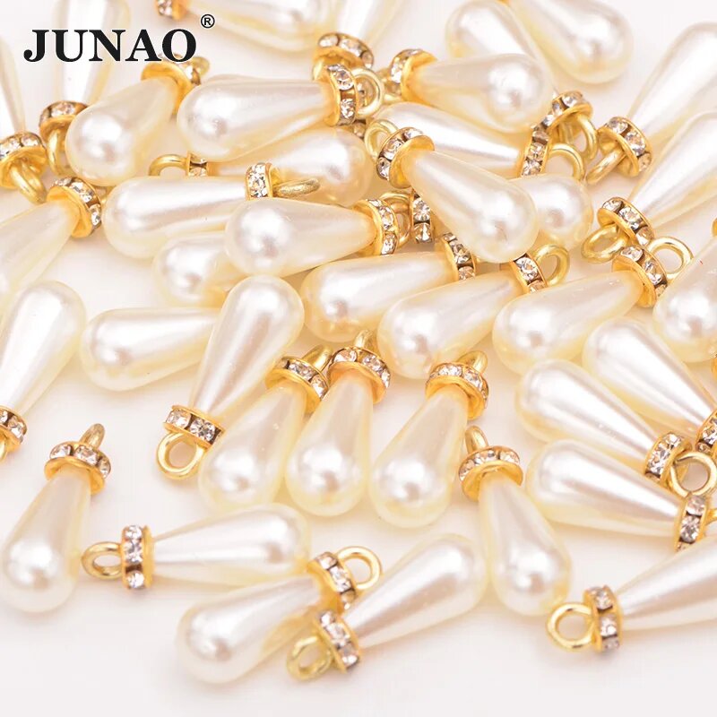 JUNAO жемчужные бусины-подвески 20 шт. 8*15 мм White