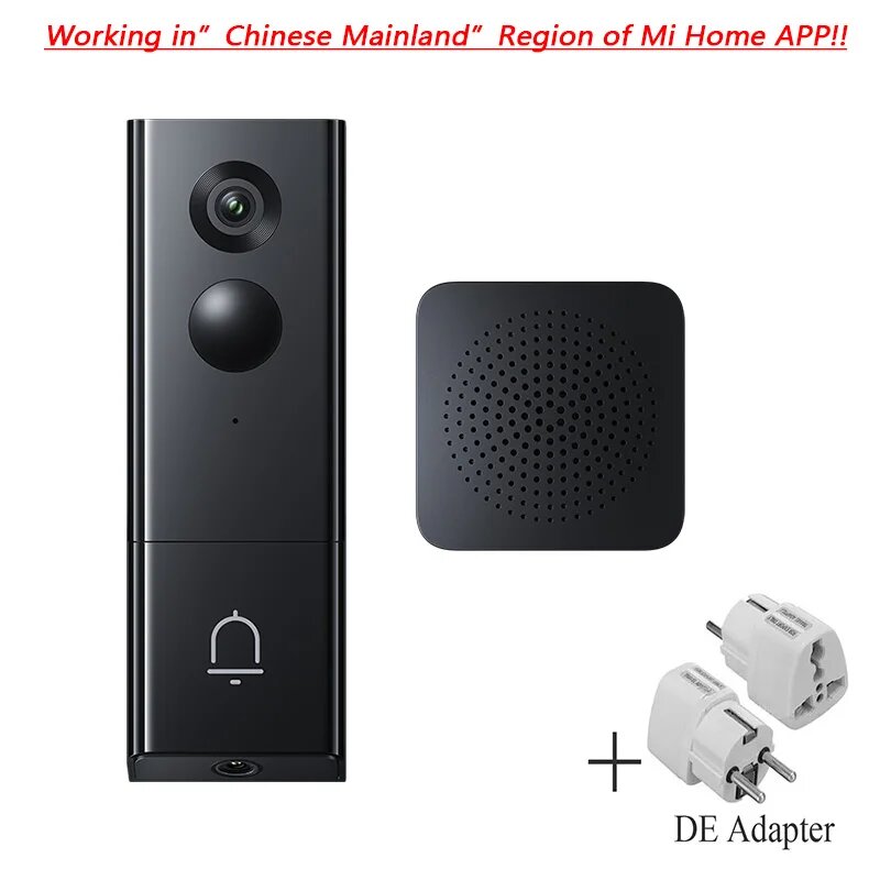 Умный дверной звонок Xiaomi 4  инфракрасный двойной объектив высокой четкости  умный дом  беспроводная камера глазок  кошачий глаз   работа для приложения Mi Home add EU plug