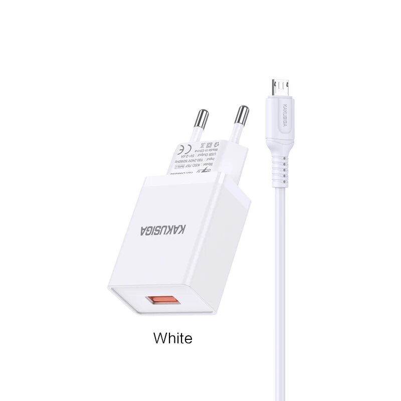 Универсальное сетевое зарядное устройство KAKUSIGA KSC-931 с Micro USB, белый