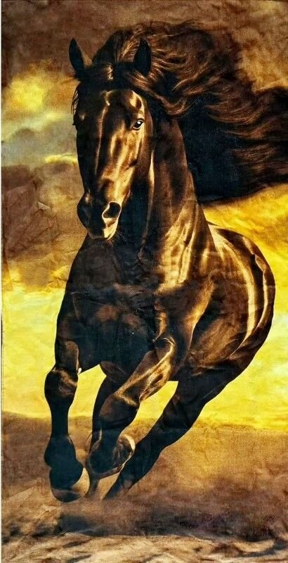 Полотенце пляжное 70*140 см для бассейна, для ванны, для бани и сауны быстросохнущее с символом Нового года Огненная Лошадь Мустанг