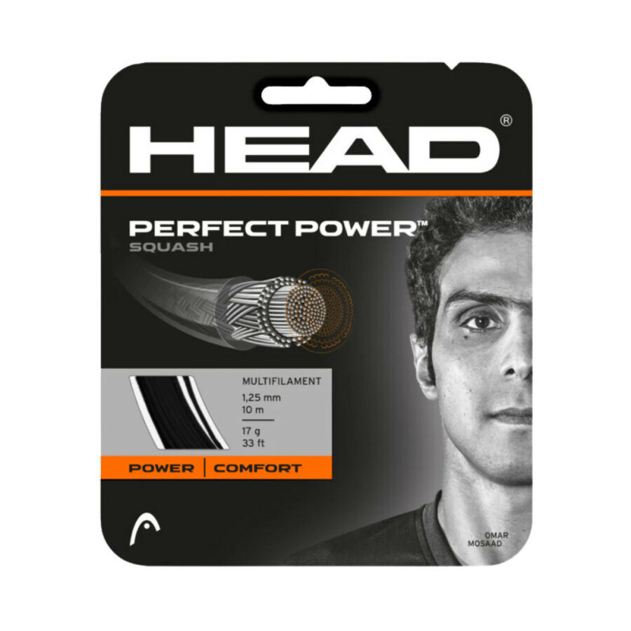 Струна для сквоша HEAD 10m Perfect Power Squash Black 1.20