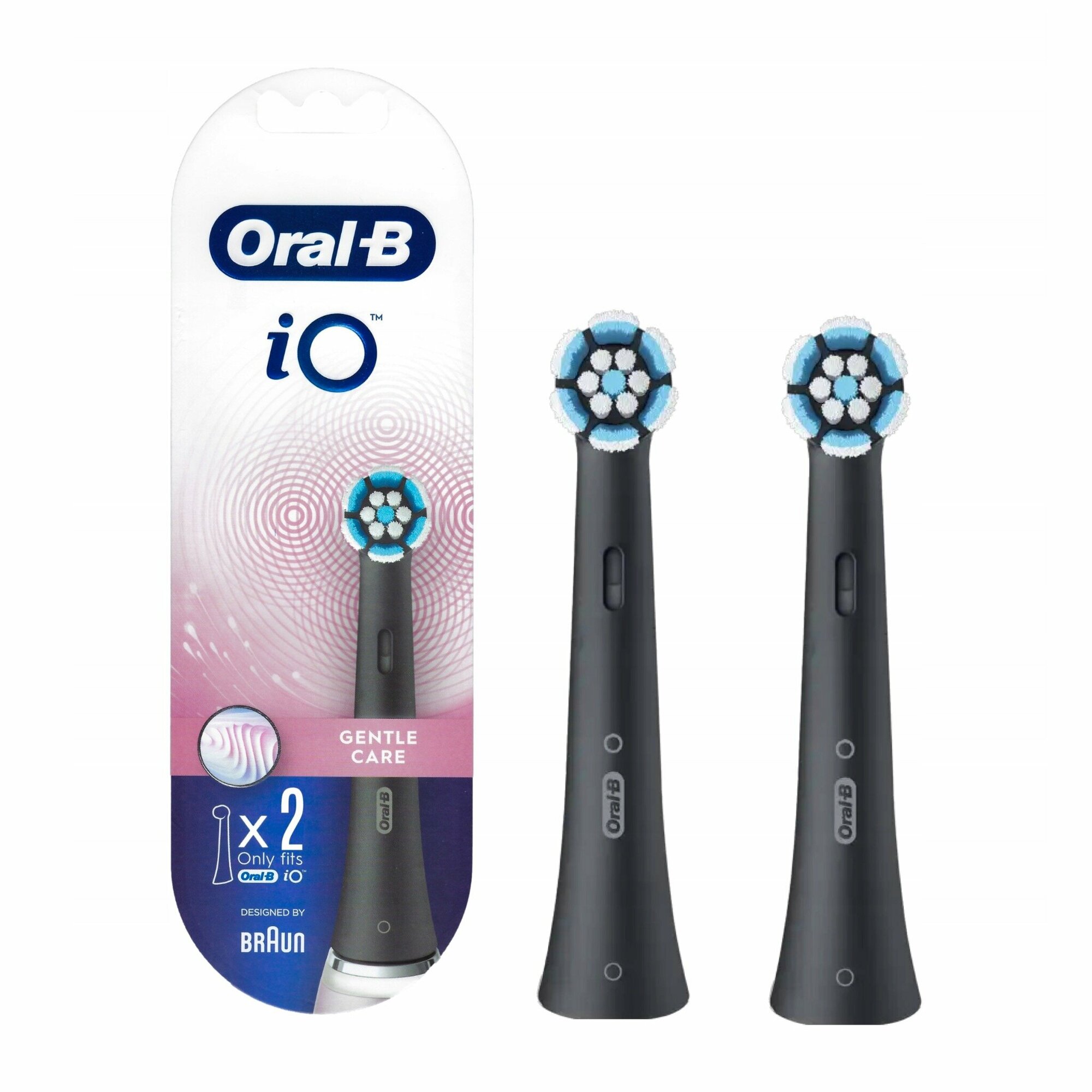 Набор насадок Oral-B iO Gentle Care для электрической щетки, черный, 2 шт.