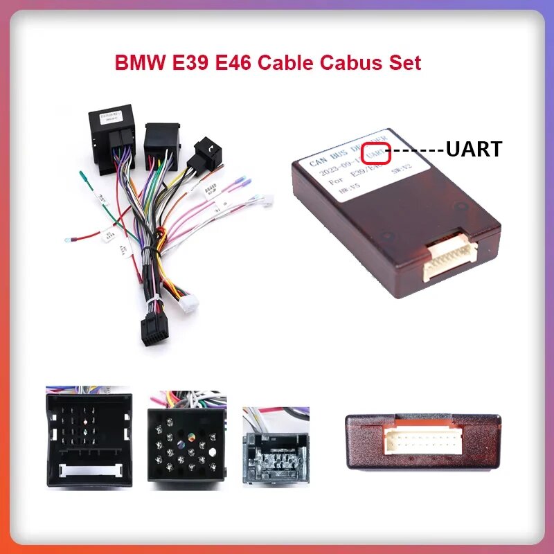 Коробка Canbus адаптер-декодер для BMW E39 E46 E90 X1 X3 с 16-контактным жгутом проводов кабель Android автомобильное радио стерео BMW E39 E46 Set