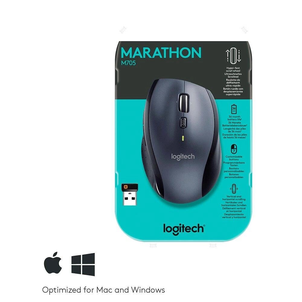 Беспроводная лазерная мышь Logitech M705 Marathon, эргономичная, с увеличенным сроком работы батареи — фото 1