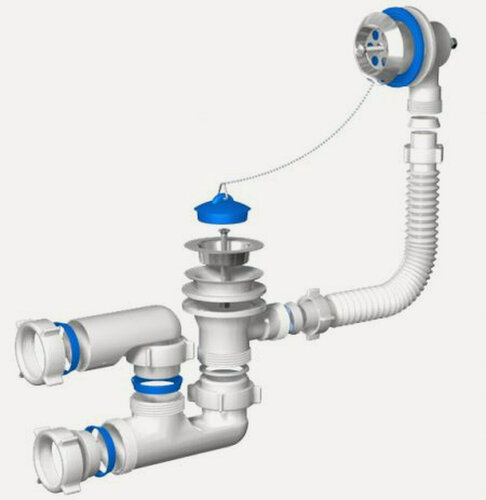 Изображение товара Обвязка для ванны АНИ 11/2"х40 нержавейка с пов коленом с гофрой 40х50 E255