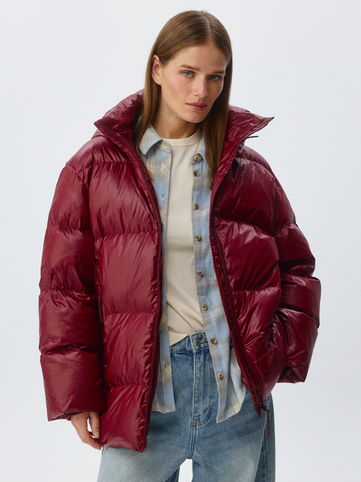 Пуховик Sela, размер M, темно-красный