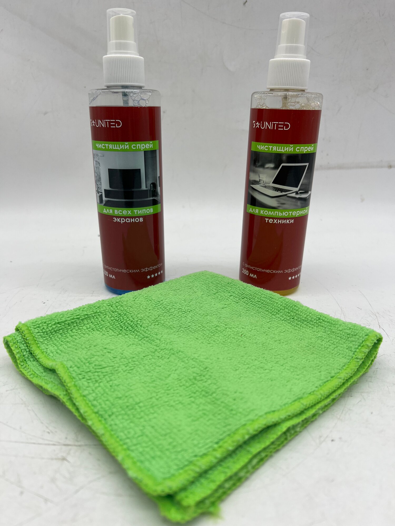 Чистящее средство для Компьютеров и ТВ Набор 5 Star United 408 Cпрей 2 х 250мл + Салфетка 30x30 уценка - без коробки