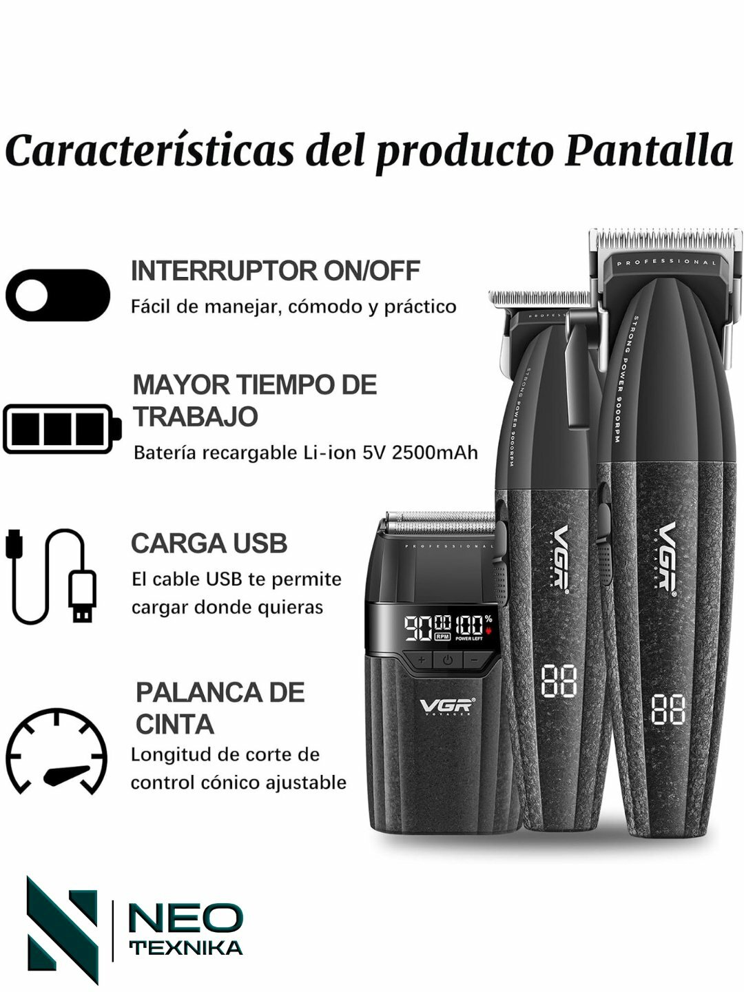 Машинка для стрижки VGR V-640_S3, питание от USB, нержавеющая сталь — фото 1