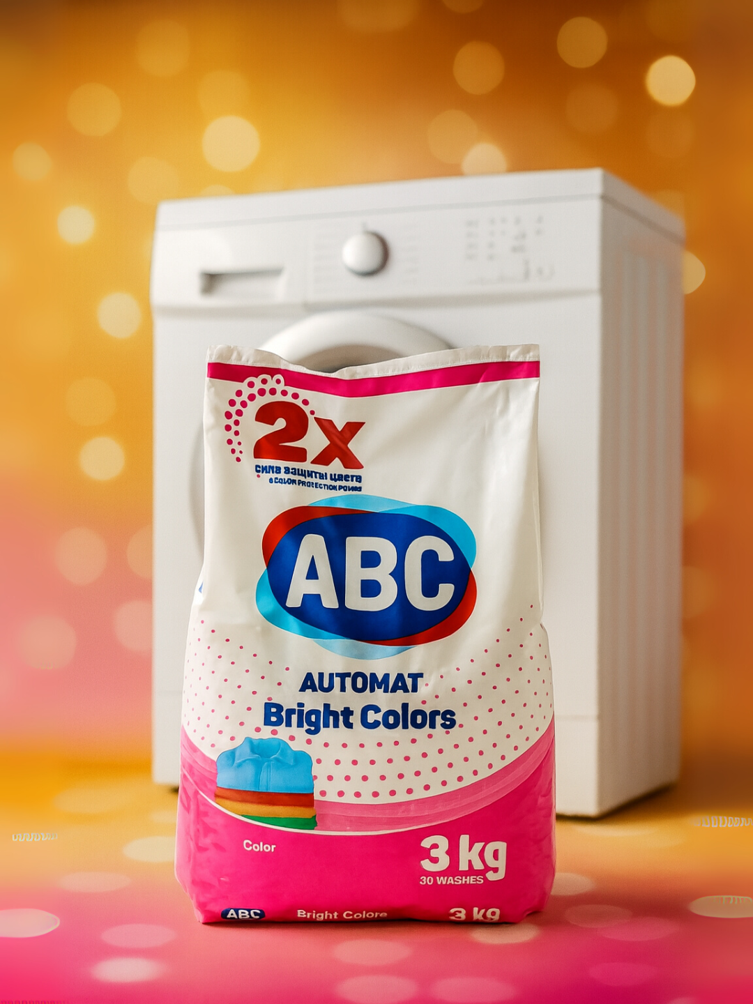 Стиральный порошок ABC "BRIGHT COLOR", автомат, для всех тканей, 3кг
