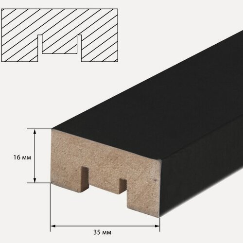 Изображение товара Рейка МДФ интерьерная ТМ Стильный Дом 2700х16х35 черный, в упаковке 11 штук