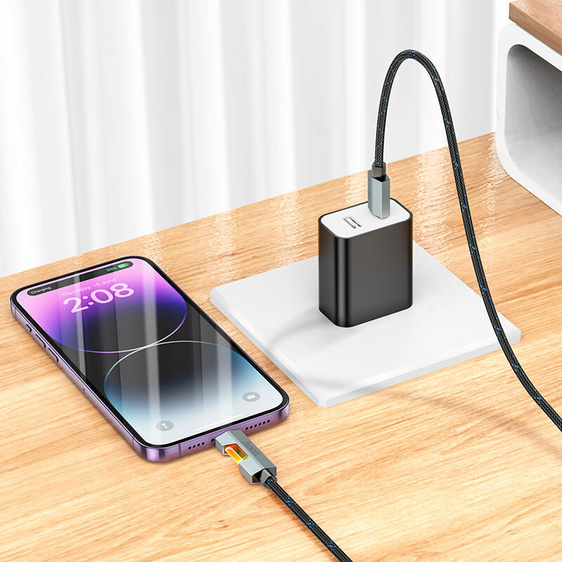 Кабель для быстрой зарядки, hoco U123. Led Type C>>Type C. 60w — фото 1