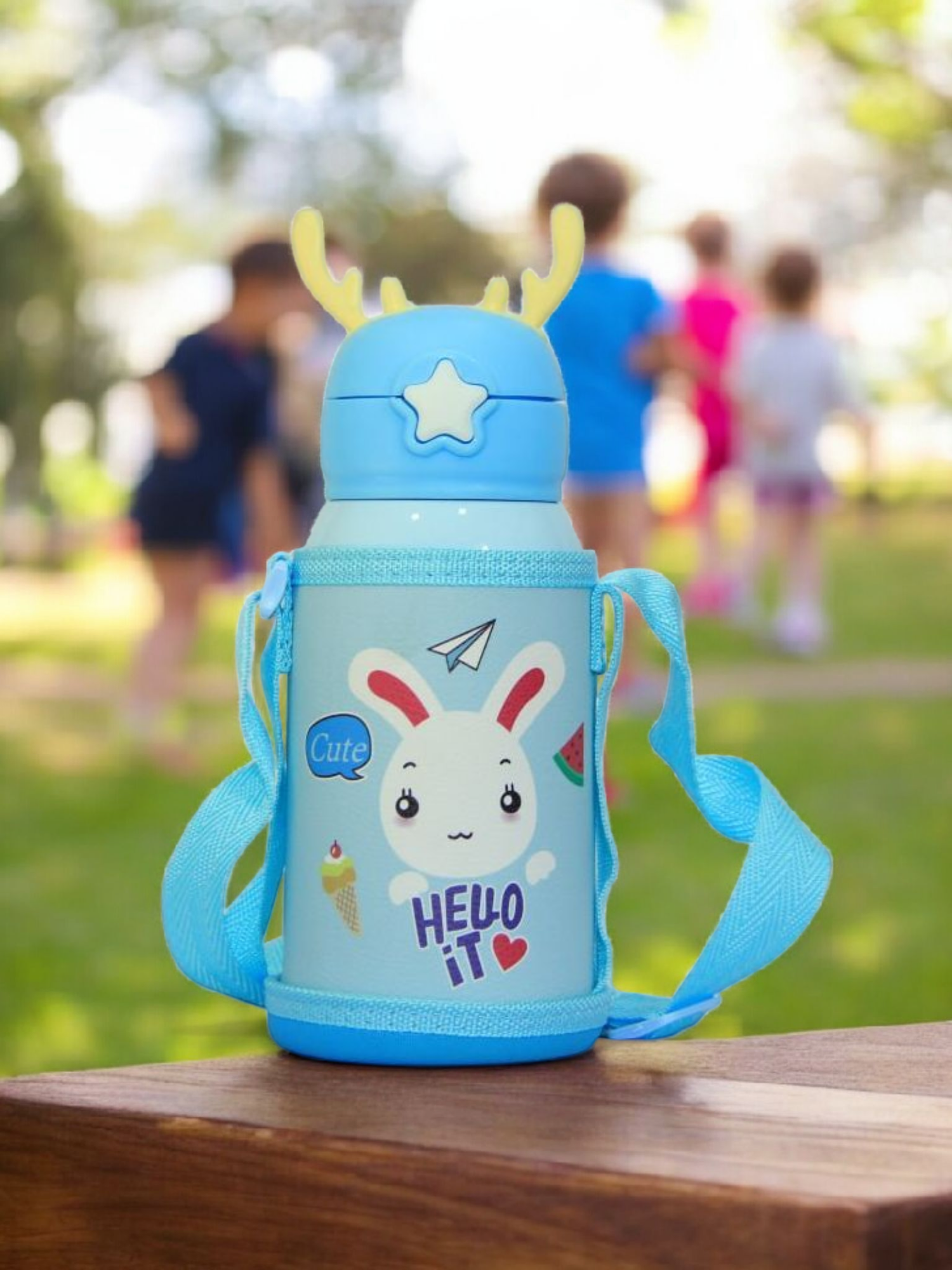 Термос "Рожки", для детей, с чехлом и кружкой, нержавеющая сталь, 500 мл синий — фото 1