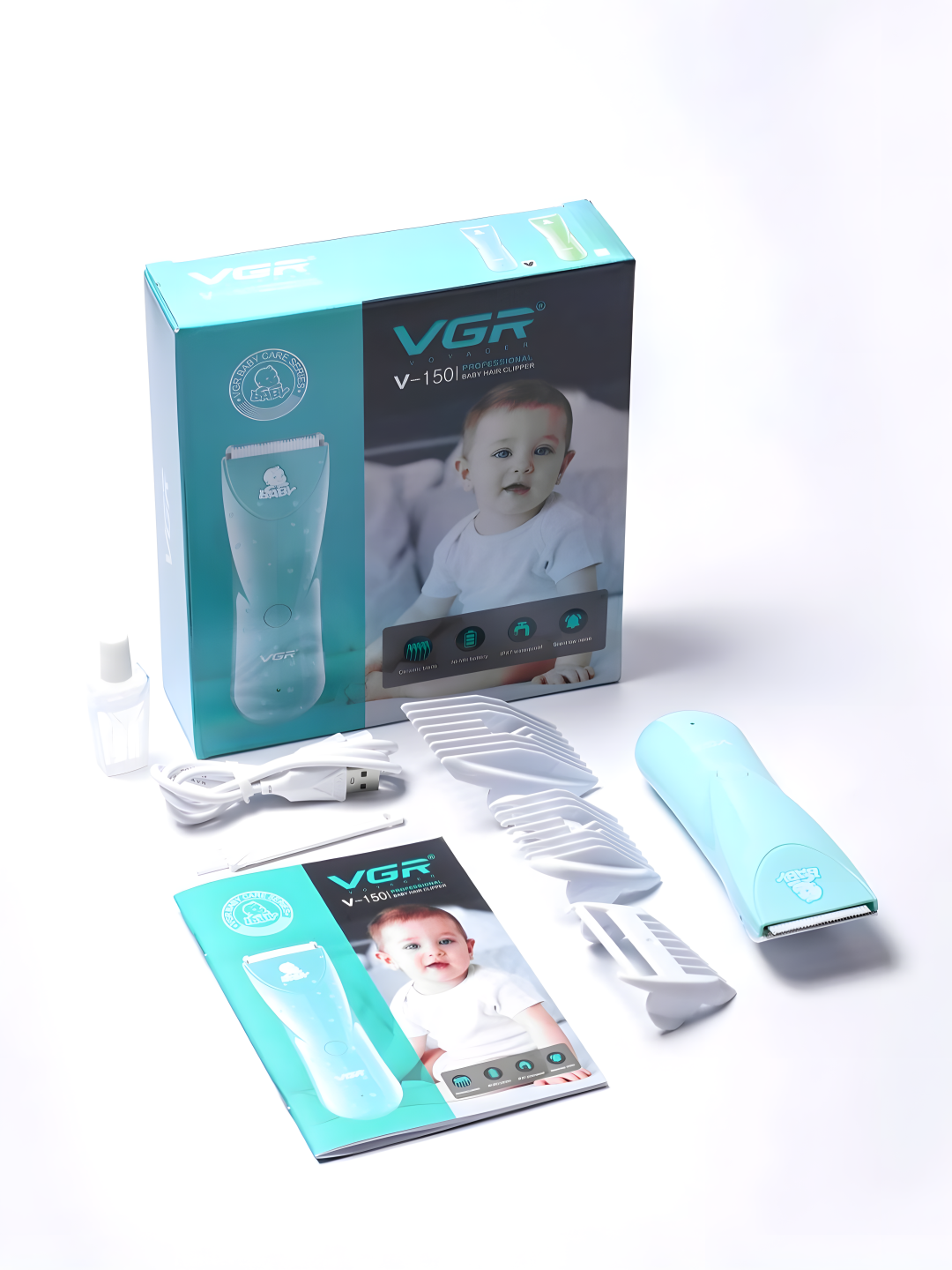 Машинка для стрижки VGR V-150, питание от USB, нержавеющая сталь — фото 1