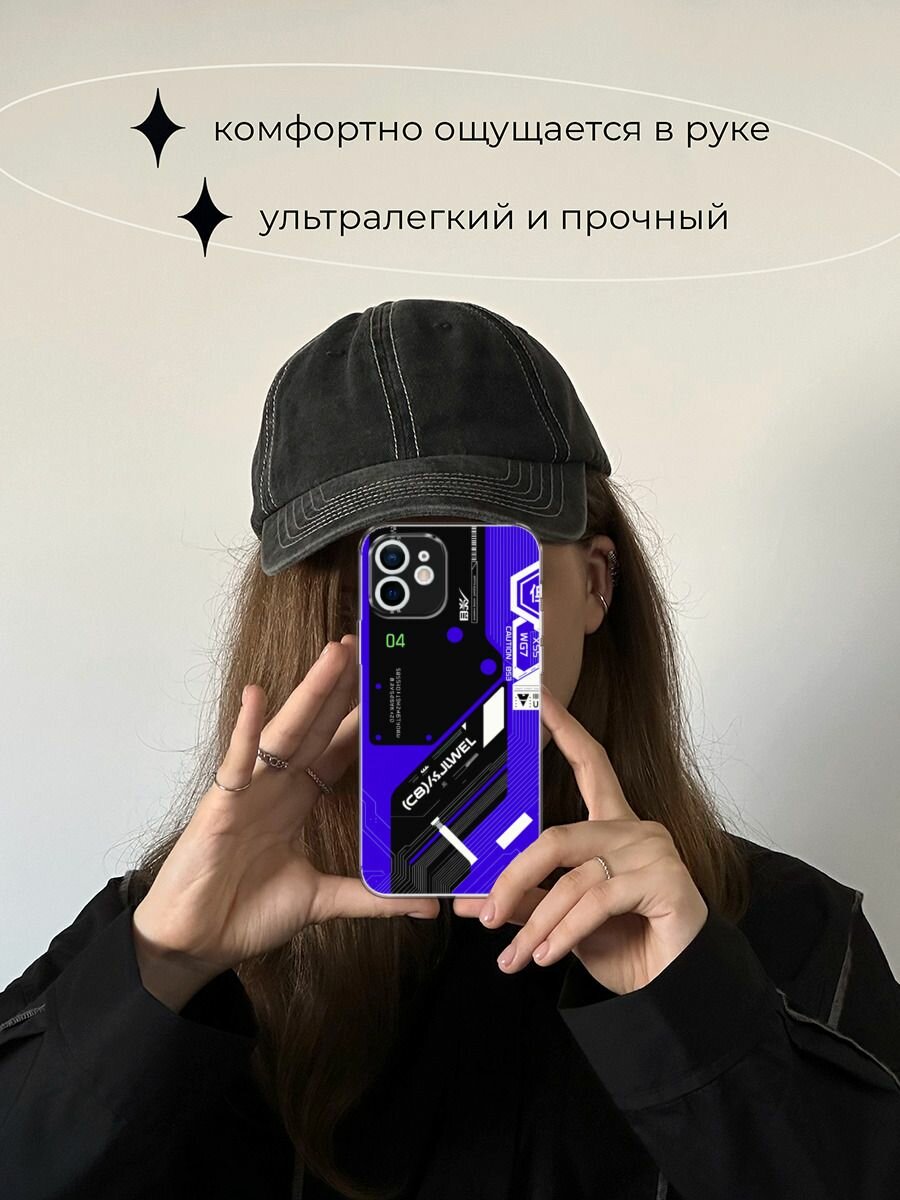 Чехол на Apple iPhone 12 mini / Айфон 12 Мини с принтом "Неоновый киберпанк" — фото 1