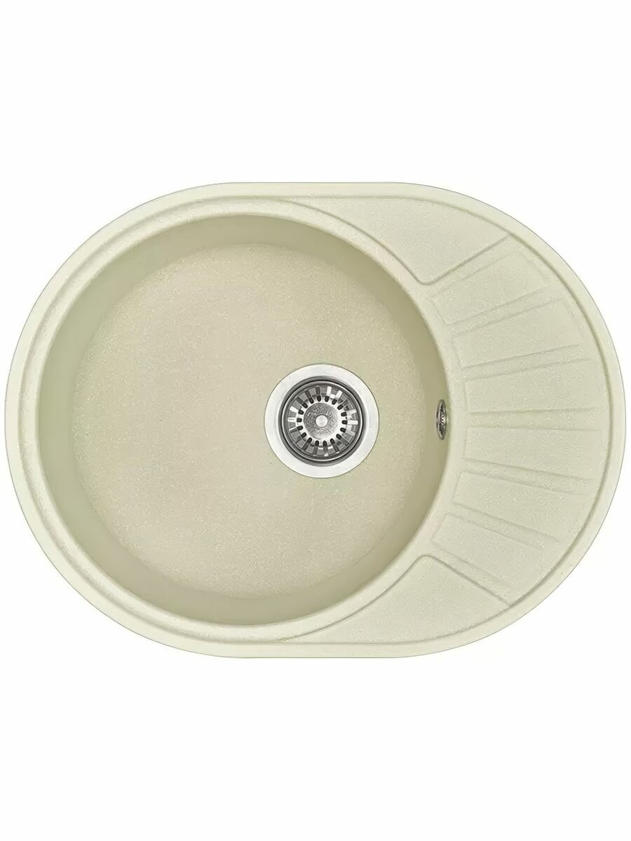 Мойка керамогранитная Aquaton Чезана (568х437х191) одинарная с крылом жемчуг 1A711232CS240