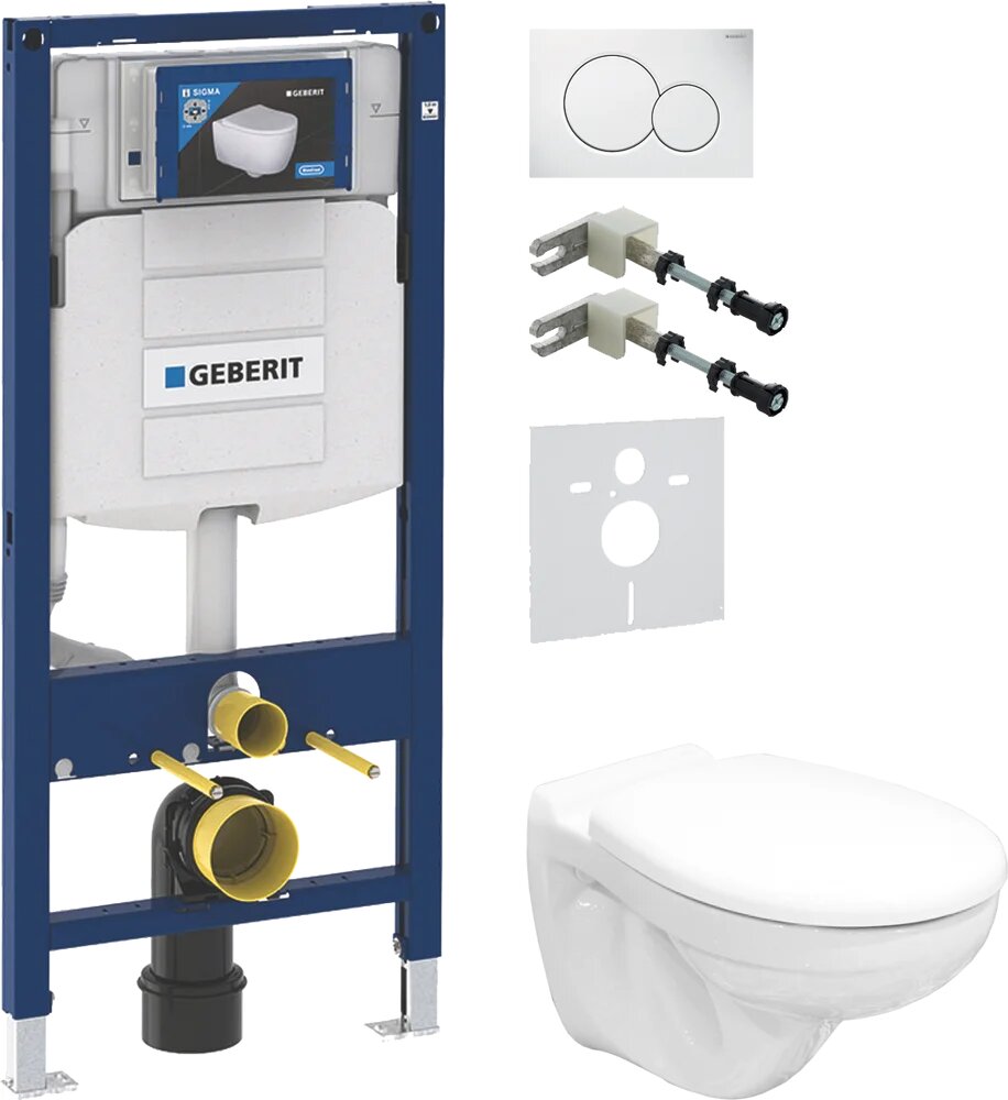 Комплект Унитаз подвесной Керамин Гранд R МЛ CDB00022814 безободковый с микролифтом / Шумоизоляция Geberit 156.050.00.1 / Инсталляция Duofix UP 320 111.300.00.5 Кнопка Sigma белая Крепления