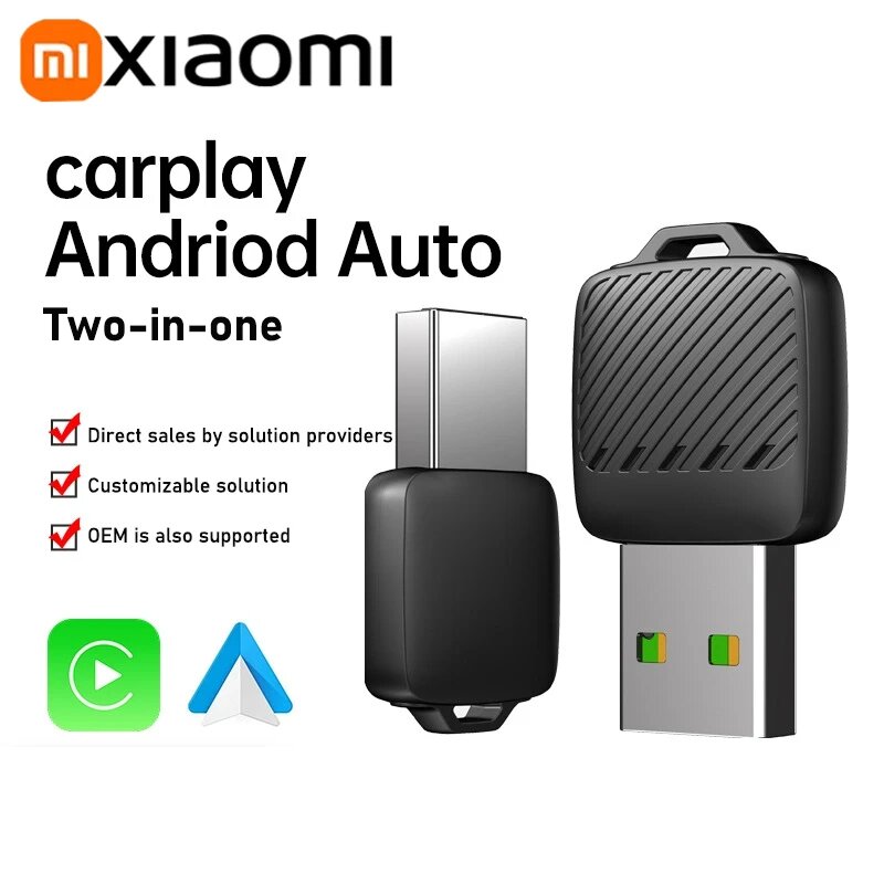 Картинки Xiaomi 2 в 1 беспроводной Android Auto адаптер беспроводной CarPlay Dongle автомобильные интеллектуальные системы AI Smart Box для автомобиля проводной CarPlay Only For Apple