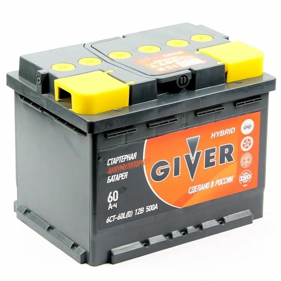 Аккумулятор GIVER HYBRID 60 A. ч Обратная полярность.