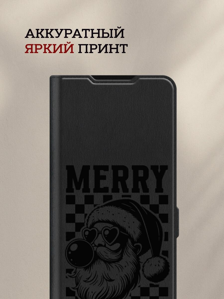 Чехол-книжка на Samsung Galaxy A17 / Самсунг А17 с рисунком Крутой санта, черный — фото 1