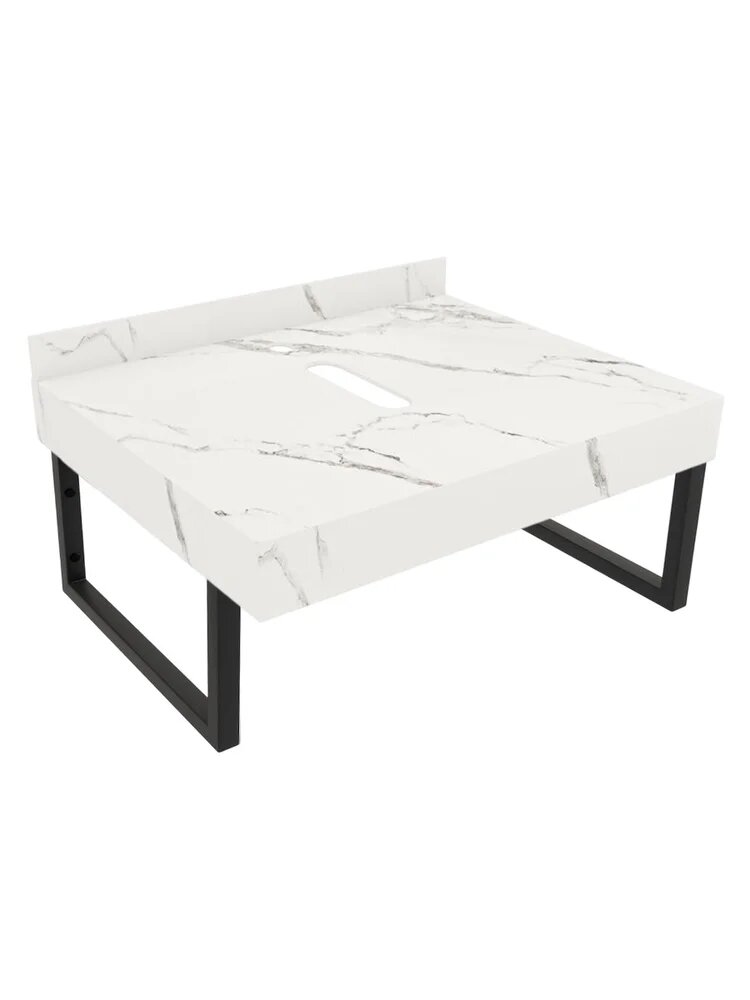 Столешница в ванную под раковину Teymi Helmi 60 белый мрамор с черными кронштейнами