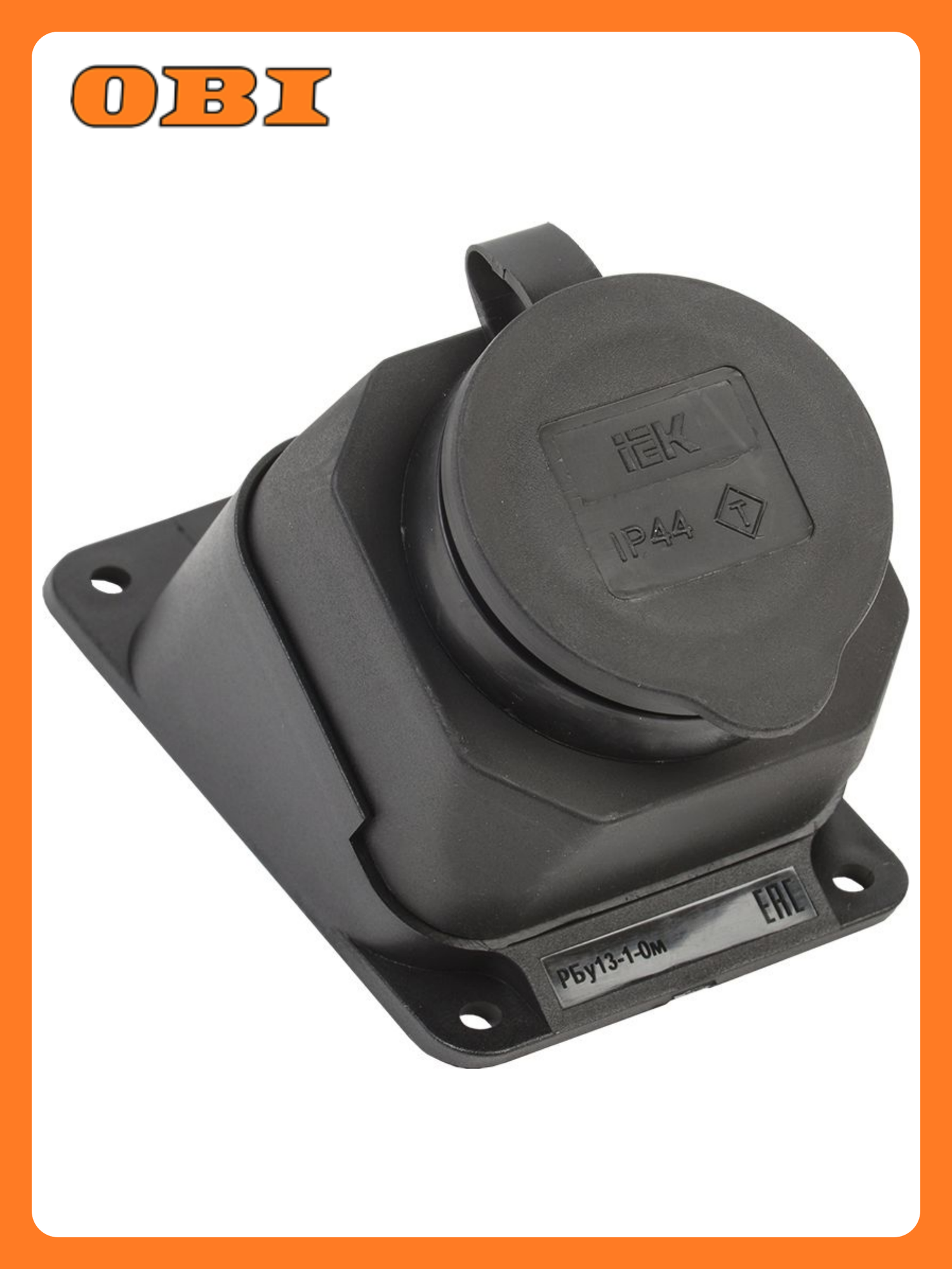 Розетка с защитной крышкой угловая настенная IEK омега РБу13-1-0м IP44 каучук