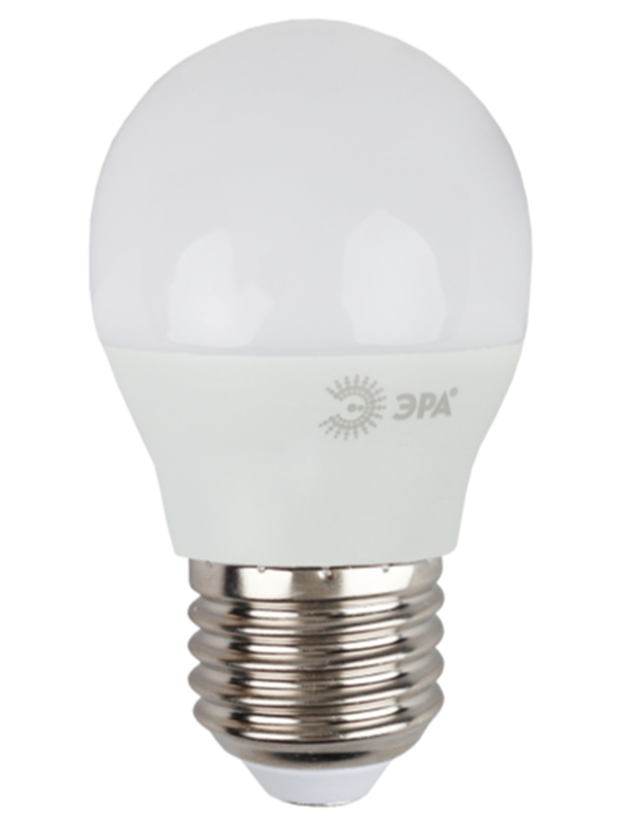 Лампочка светодиодная ЭРА 9Вт 720Лм 27000К E27 P45 теплый белый свет шар