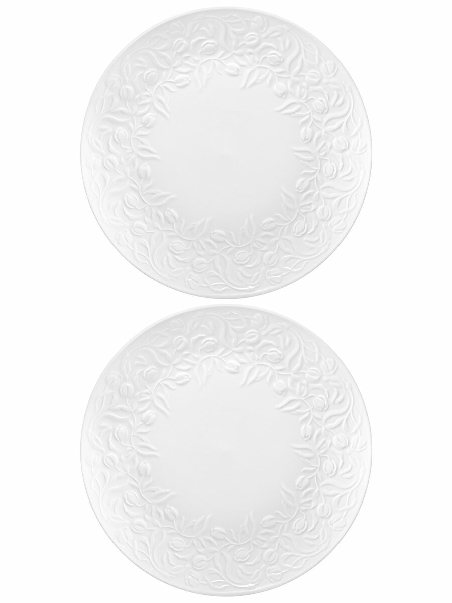 Набор тарелок для закуски 2 пр. 23х23х2,5 см Elan Gallery Тюльпаны, фарфор — фото 1