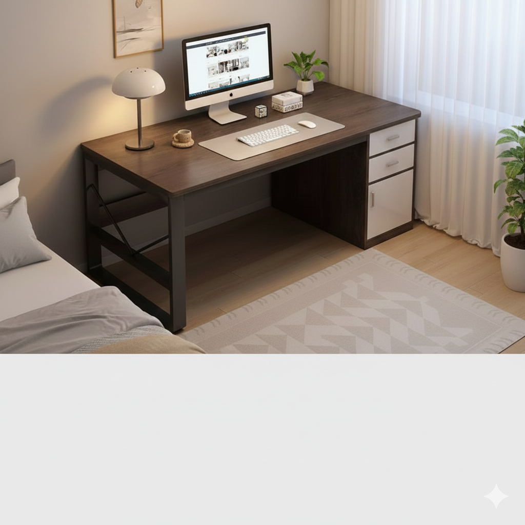 Письменный и компьютерный стол удобный, с ящиком и шкафчиком — фото 1