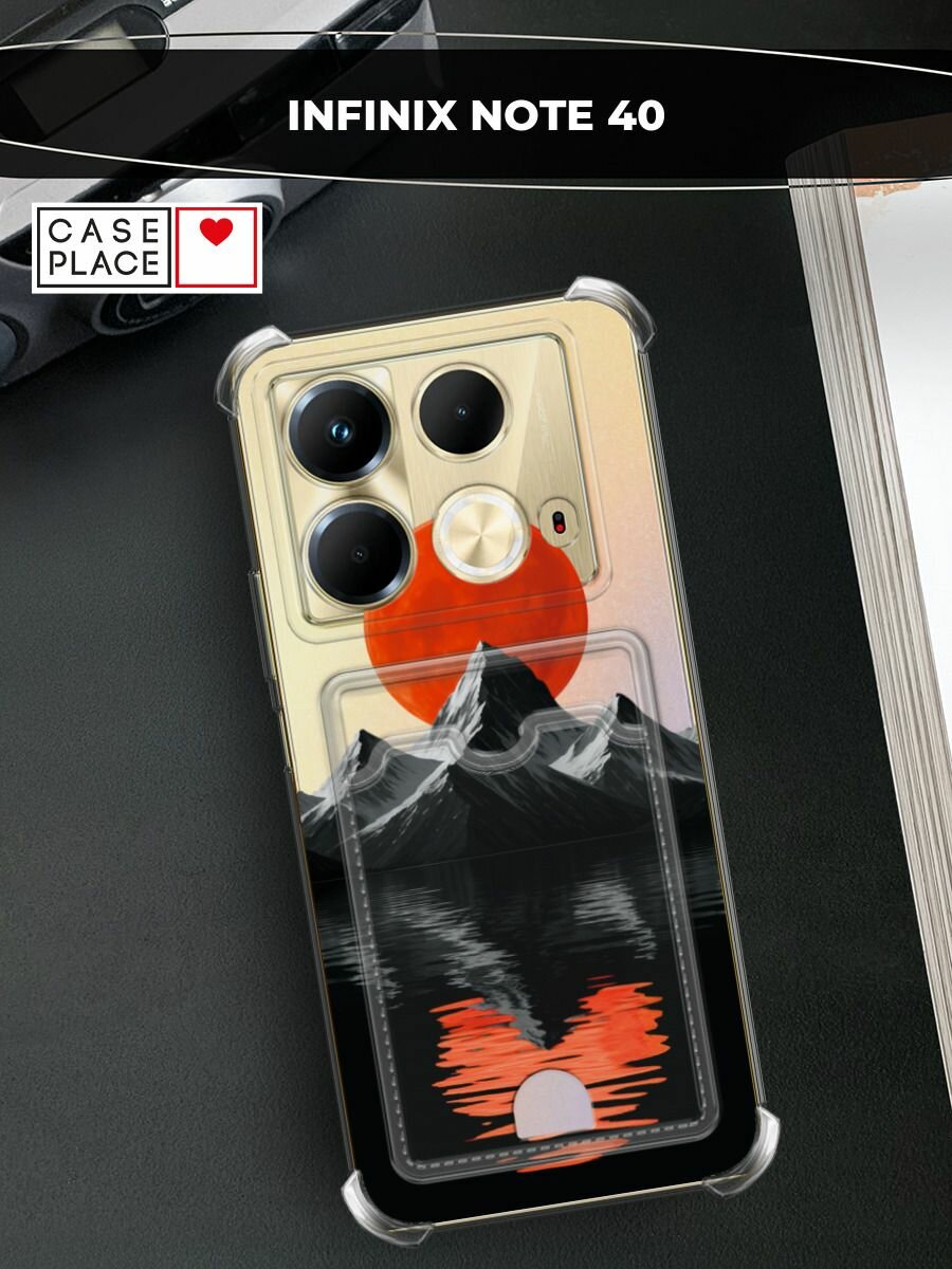 Чехол на Infinix Note 40 (Инфиникс Нот 40) с картой и принтом Черная гора 3