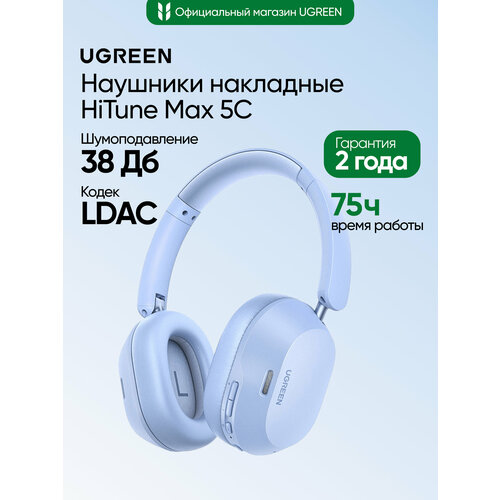фото Наушники накладные ugreen hp203 (65384) hitune max5c hybrid active noise-cancelling headphones. цвет: голубой