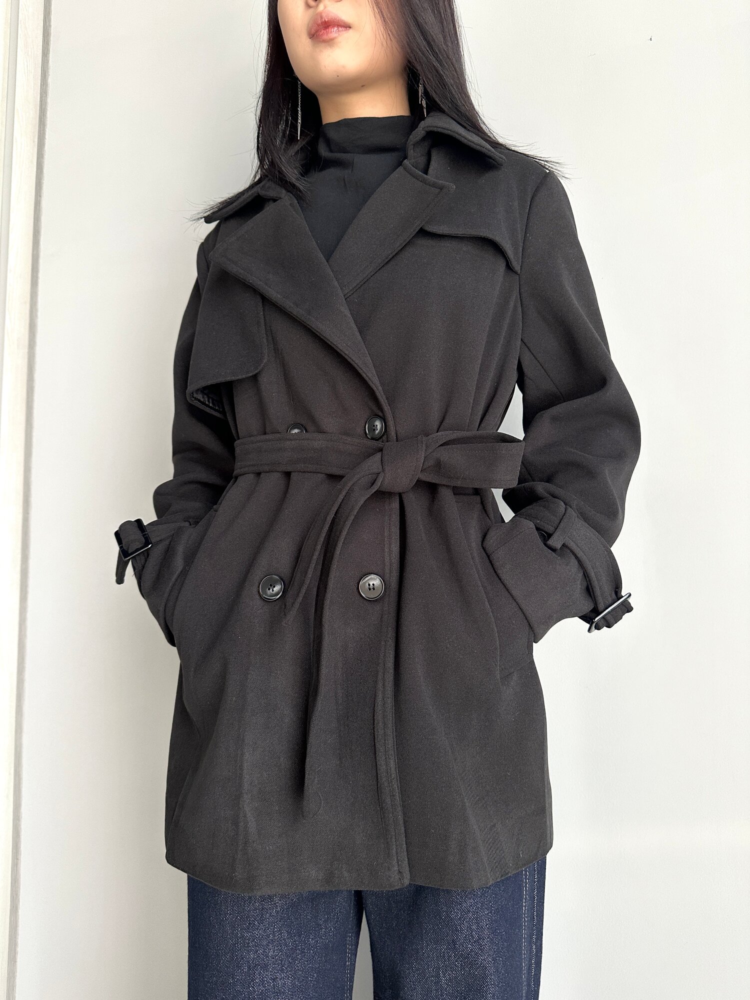 Пальто INK Бежевый, черный, размер L, черный — фото 1