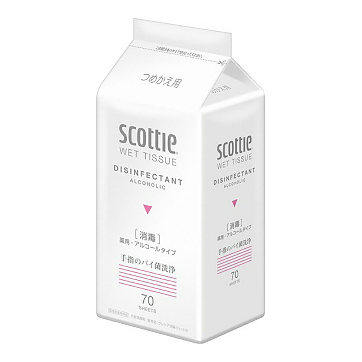 Салфетки-полотенца влажные очищающие для рук, спиртовые "Scottie Wet Tissue" 70 листов, размер 140 х 200 мм, 220 мл