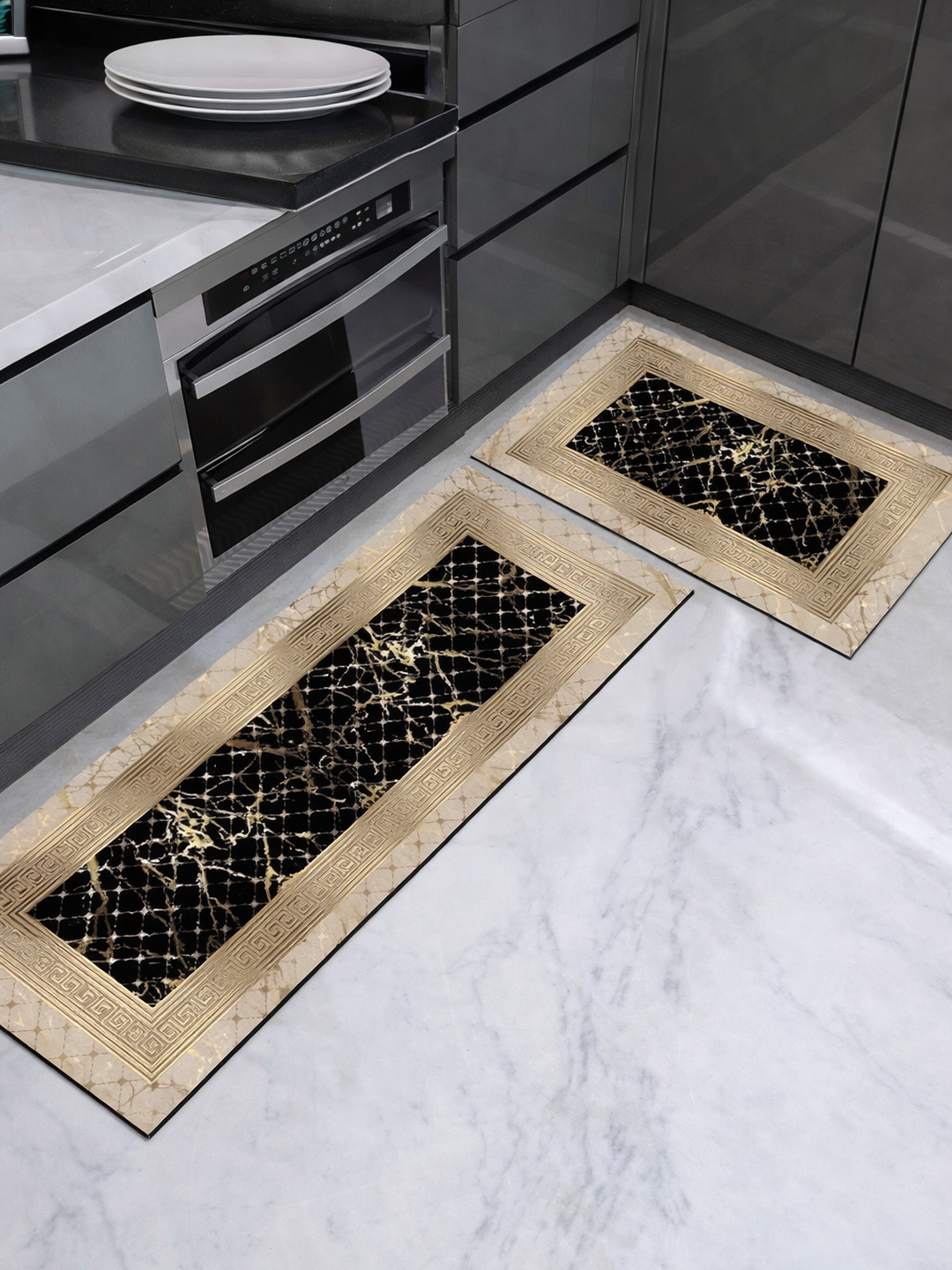 Впитывающий влагу комплект из 2 кухонных ковриков противоскользящие, быстро сохнут