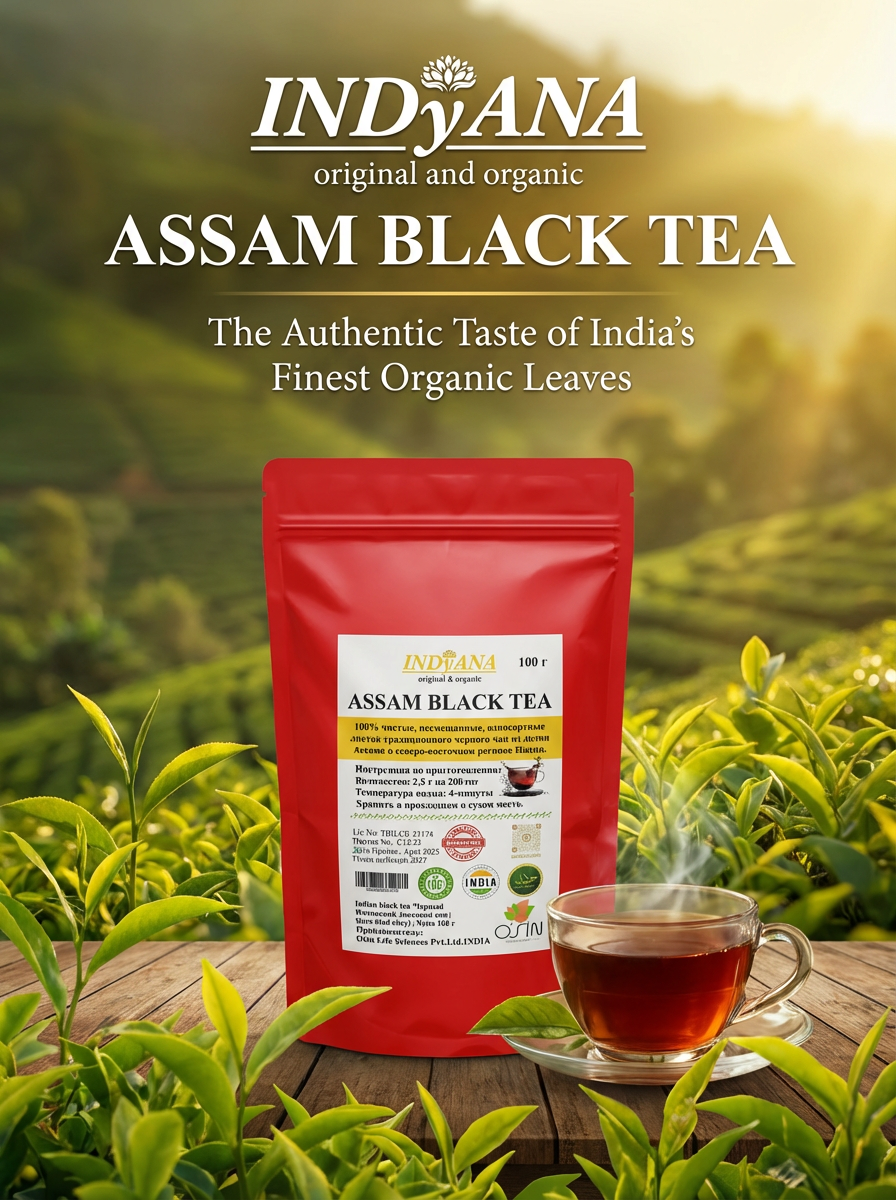 INDYANA original & organic Чай индийский длиннолистовой Ассам, чёрный, 100% натуральный