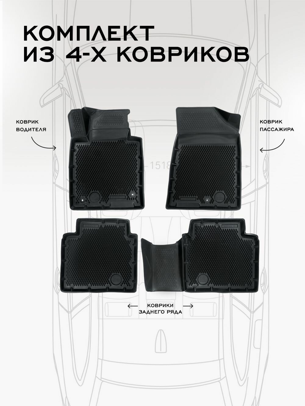 Коврики Киа Кия Оптима 4 (2015-2020) Хендай Хундай Соната 7ЛФ Kia Optima IV/Hyundai sonata VII (LF) 2014-2019 — фото 1